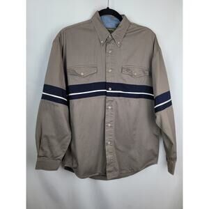 Roper Western Cowboy Horizontal Stripe Button Up Shirt Gray Blue White Men's M